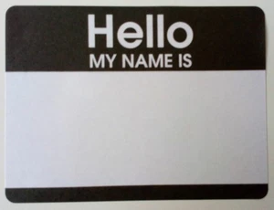 Name Stickers / Name Labels - Hello My Name Is - 100 labels. Black & White - Picture 1 of 2