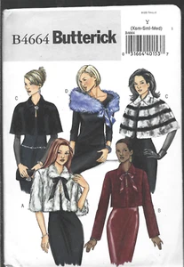 Butterick Pattern #B4664-Misses Jacket-Capelet-Wrap in Sizes Xsm-Sml-Med - Picture 1 of 1