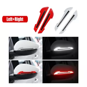 2x Car Reflective Sticker Carbon Fiber Side Mirror Warning Molding Accessories - Picture 1 of 12