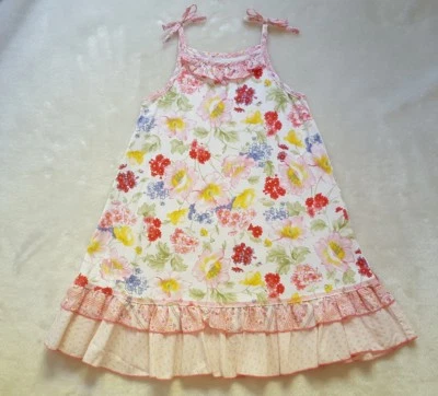 NUEVO SIN ETIQUETAS B BABY LULU "Tiffany" Blanco Floral Volantes Vestido de Sol 6 Rosa Rojo Verde Amarillo Foto 1 de 4