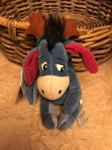 Vintage Disney Store Reindeer Eeyore 9" Mini Bean Bag Winnie The Pooh Bear NOS - Picture 1 of 3