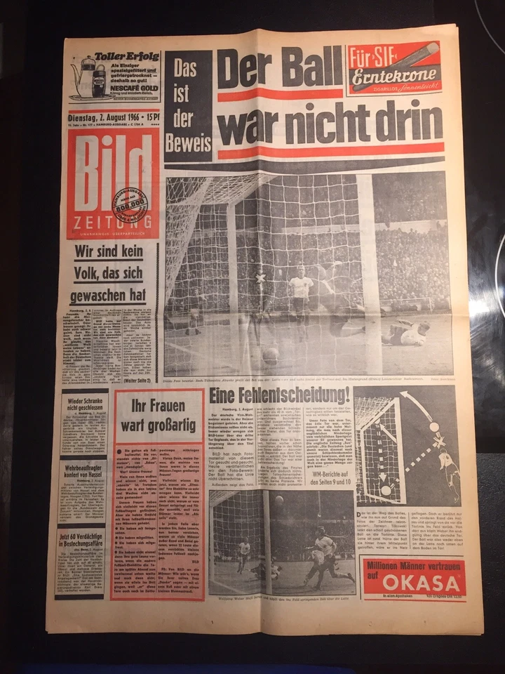 BILD vom 02.08.1966 : WM-Finale : England - Deutschland ; 2Tage danach .... - Bild 1 von 1