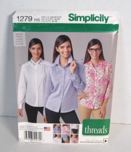Simplicity 1279 Shirt w/ Collar Variations Misses 6-14 Pattern Uncut Free Ship! - Picture 1 of 2