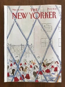 1982 March 29 The New Yorker Magazine Girls School Recess Chain Link Fence Getz - Picture 1 of 2