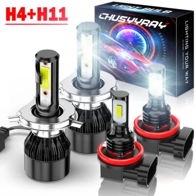 FOR Suzuki Aerio 2002-2007 4x 6000K LED Headlight Hi/Lo Beam+Fog Light Bulbs Kit - Image 1 of 4