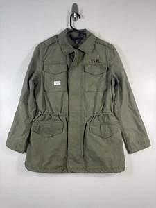 Polo Ralph Lauren Kids Girls Full Zip Military Jacket Epaulettes Green Sz XL 16 - Picture 1 of 13