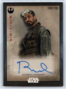 2025 Topps Star Wars Meiyo #A-RA Riz Ahmed Bodhi Rook Chrome Autogramm /200 - Bild 1 von 2