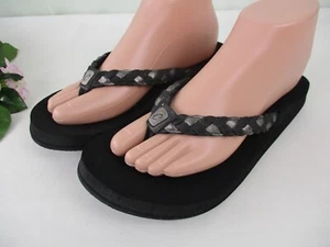 Cobian Braided Black Silver Bounce Flip Flop Sandals Women's size 8 - Picture 1 of 7