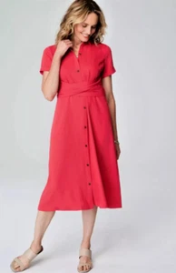 NWT $139 J. Jill Wearever Womens XL Petite Belted Button Front Shirtdress Poppy - Picture 1 of 9