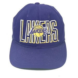 Vintage AJD 90s Los Angeles Lakers NBA Lee Sports Snapback Hat Cap Purple - Picture 1 of 6