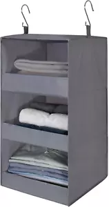 3-Shelf Hanging Closet Organizer and Storage, Collapsible Hanging Closet Shelves - Picture 1 of 12