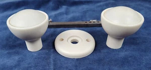 Pair of Reclaimed Off White Round Bakelite Door Knobs, with back plate - multi - Picture 1 of 7