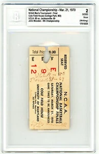 Boleto de juego del campeonato nacional de la NCAA 1970 BGS 2 UCLA BRUINS ¡JOHN WOOD! - Imagen 1 de 2