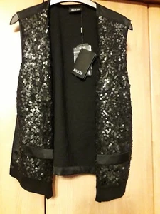 L@@K BASLER NWT SIZE 16 🎄 XMAS TUX STYLE SEQUIN FRONTED SILK WAISTCOAT £169 - Picture 1 of 12