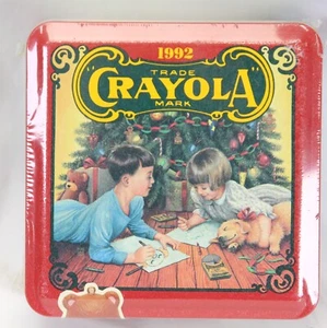 Crayola Coleccionable Vacaciones Navidad Caja de Lata Crayones 1992 NUEVO SELLADO DE FÁBRICA - Imagen 1 de 8