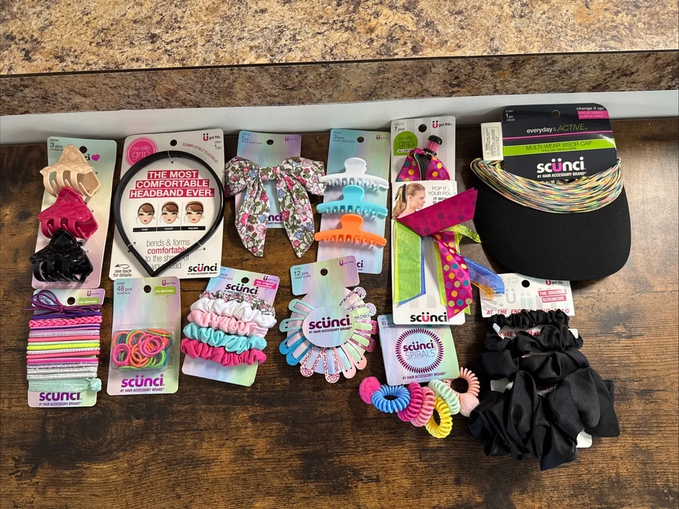 12 Piece Scunci Lot: Headbands, Clips & Scrunchies: Multicolor #5 - Image 1 of 4