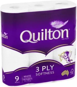 Quilton White 3-Ply 180S 9 Pk Toilet Tissue - Picture 1 of 12