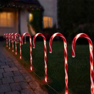 12 x Candy Cane Christmas Battery Stakes Outdoor Garden Lights - Picture 1 of 2