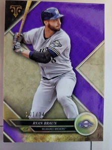2017 TOPPS MUSEUM RYAN BRAUN PURPLE #'D 201/340. NICE CARD - Picture 1 of 4