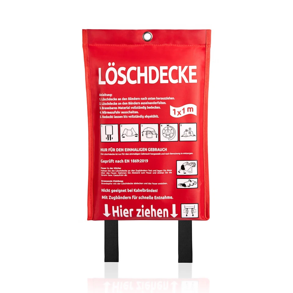 BIGDEAN Löschdecke Feuerdecke Küche für Fettbrand sofort einsetzbare XL Feuerlöschdecke