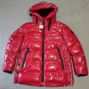 DKNY Hooded Puffer Jacket - Women's Size Small - Red - Picture 1 of 11