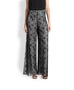 Pantalones de encaje Alice + Olivia piernas anchas negros - talla 6 excelente estado. - Imagen 1 de 12