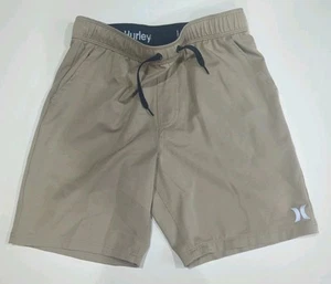 Hurley Tan Shorts Size 10-12 Drawstring Elastic Waist With Pockets - Picture 1 of 7