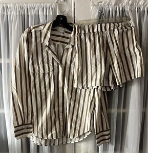 Mikoh Rotuma Button Up Long Sleeve Shirt & Short Women’s Size 0-1, 2-4 Striped - Picture 1 of 11