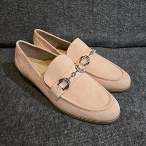 Mocassino donna Stuart Weitzman rosa scamosciato punta tonda taglia 12 fibbia Owen nuovo senza scatola - Foto 1 di 8