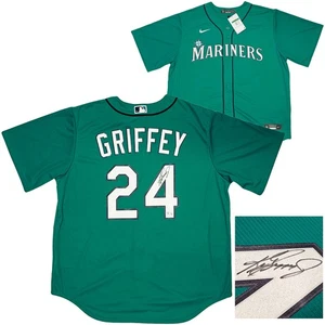 Seattle Mariners Ken Griffey Jr. Signed Teal Nike Jersey Size XL Beckett Wit - Picture 1 of 10