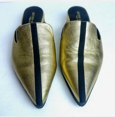 NUEVAS MULAS ANDRE ASSOUS DE CUERO METALIZADO DORADO talla 36 o 5,5 planas Foto 1 de 4