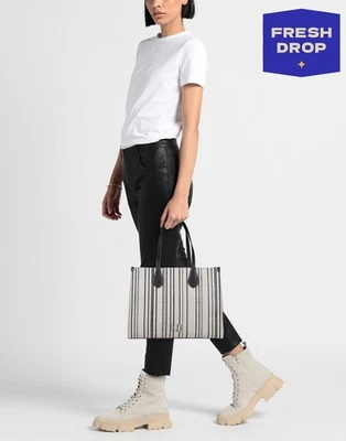 RRP€156 GUM DESIGN Borsa tote in PVC riciclato grande a righe doppio manico con cerniera - Immagine 1 di 4