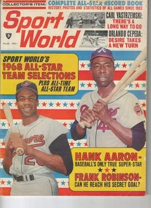 AUGUST, 1968 SPORT WORLD MAGAZINE-HANK AARON & FRANK ROBINSON COVER - Picture 1 of 2