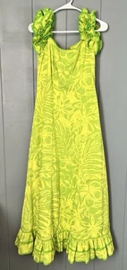 CC Fashions Hawaii Green Yellow Tropical Floral Ruffle Muumuu/Dress Size 3-4 - Picture 1 of 12