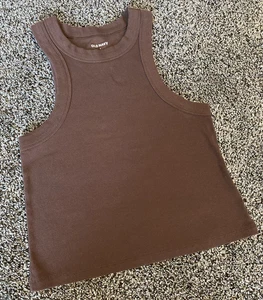 Old Navy Women's Ribbed Tank Top, Cropped, Racerback, Brown, Small - Picture 1 of 3