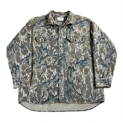 РЕДКАЯ! Винтажный Mossy Oak длинным рукавом замши фланели лесной камуфляж мужчин 2XL - Изображение 1 из 4