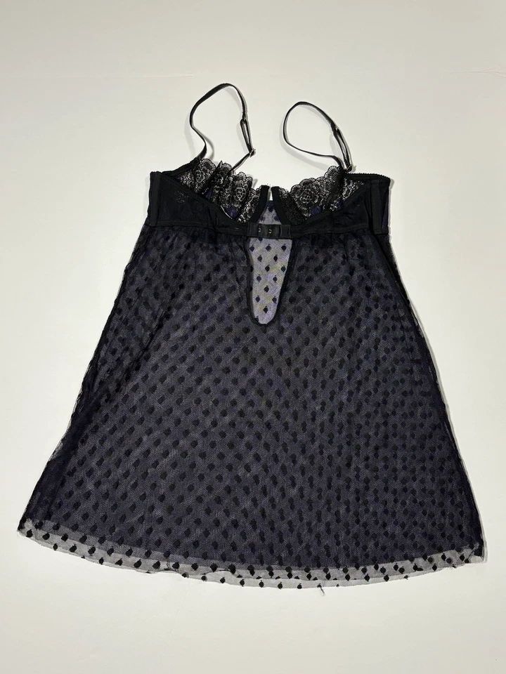 Victoria’s Secret Y2K Babydoll púrpura gótico lunares lencería transparente para mujer 36C Foto 1 de 4