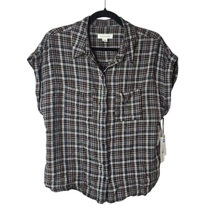Treasure & Bond Damen kariertes Kurzarm Button Down Hemd Oberteil Größe S - Bild 1 von 5
