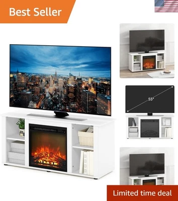 Современный отдельно стоящий развлекательный центр с электрическим камином и местом для хранения - Изображение 1 из 4