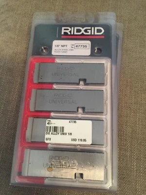 Ridgid 47735 Die Set 1/8” NPT Alloy Steel UNV RH - NEW - Image 1 of 2