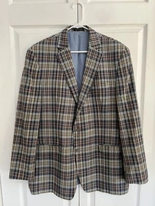 Lauren Ralph Lauren Men’s Plaid Sport Coat Blazer Jacket 100 % Cotton Size 44 - Picture 1 of 14