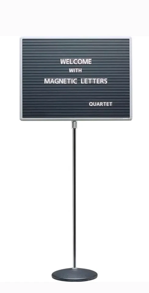 Quartet Adjustable Single-Pedestal Magnetic Letter Board 24x18 Blk Gray