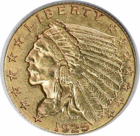 1925-D $2.50 Gold Indian AU Slider Uncertified #1053 Cover