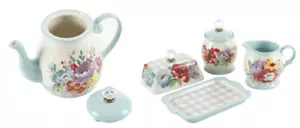 Pioneer Woman Sweet Romance Butter Dish Creamer Sugar Set & Tea Pot Ceramic New - Picture 1 of 15