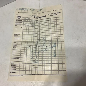 Vintage Hotel Collingwood New York Hotel Receipt - Imagen 1 de 4