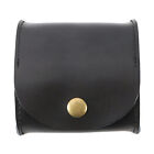 Leather Pocket Coin Case Change Holder Squeeze Coin Purse Earphone Wallet Black