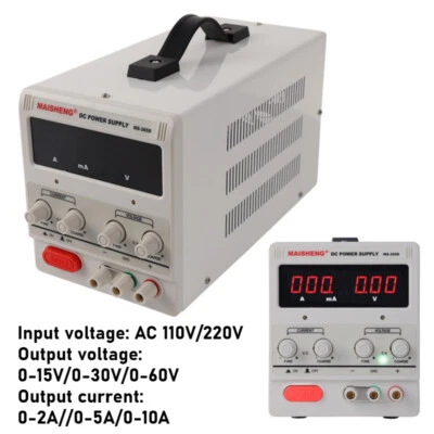 0-60V 0-10A DC Power Supply Adjustable Digital Precision Variable Lab Testing - Image 1 of 4