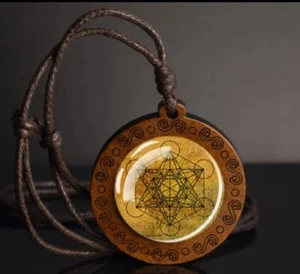 Wood Pendant Spiritual Glass Necklace - Picture 1 of 1