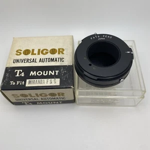 Sistema obiettivo fotocamera automatico vintage Soligor attacco T4 per Miranda F & G - Foto 1 di 7