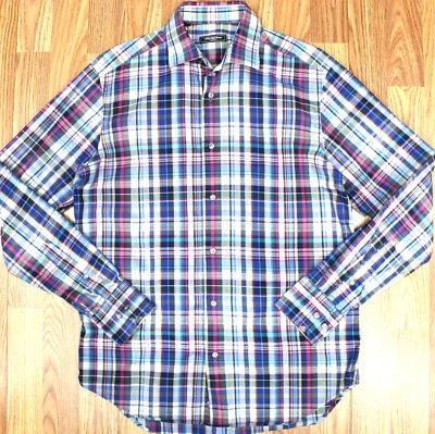 SAKS FIFTH AVENUE REGULAR FIT 100% COTTON SHIRT PLAID Sz SMALL, S - Image 1 of 4